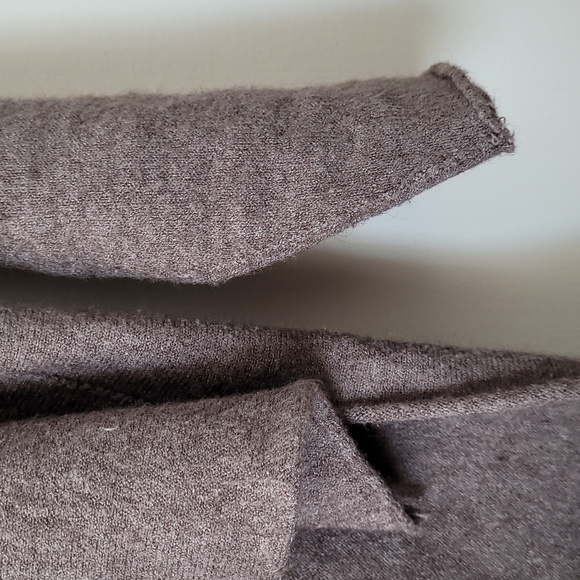 M Made In Italy drape high low top shirt long sleeve grey brown - Picture 3 of 6